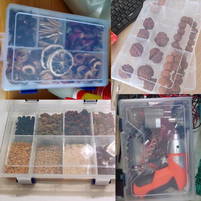 Xiaoyztan 8 Grids Clear Plastic Organizer with Adjustable Dividers, Jewelry Box Bead Storage Container for Small Parts, Fishing Tackle, DIY Crafts, and Earrings, Overall 7.3in x 4.9in - Image 5